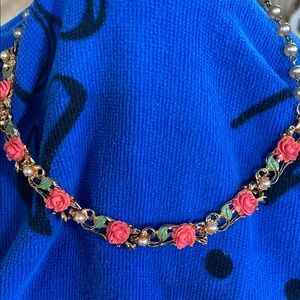 Floral Rose Gold Necklace with matching bracelet